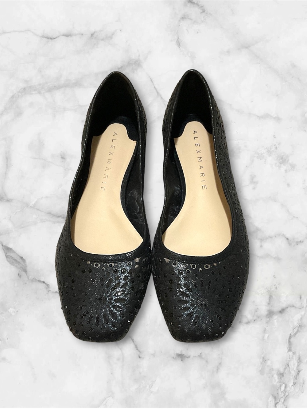 Alex Marie Black Sequin Patterned Ballet Flats